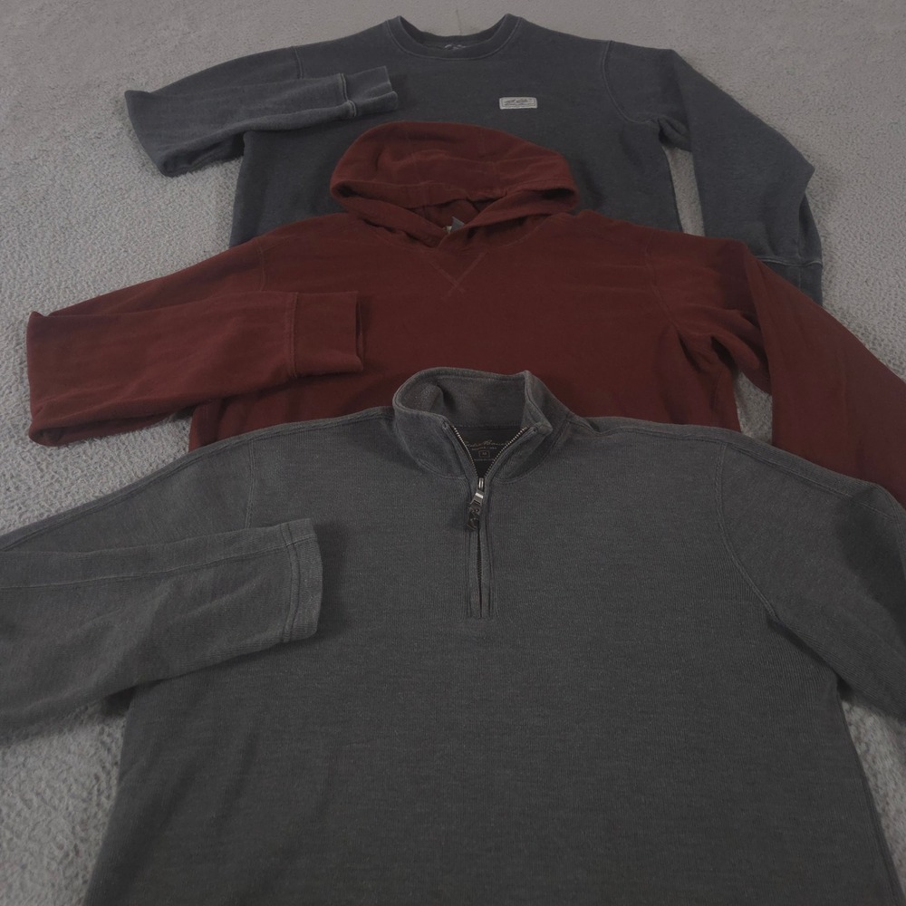 LOT OF 3 Eddie Bauer Sweatshirt Mens Medium Multi Everyday Hoodie Pullover Zip